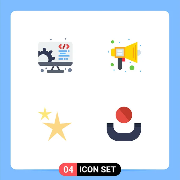 Vector Flat Icons Grid Development Abstract Web School Star Editable — 스톡 벡터