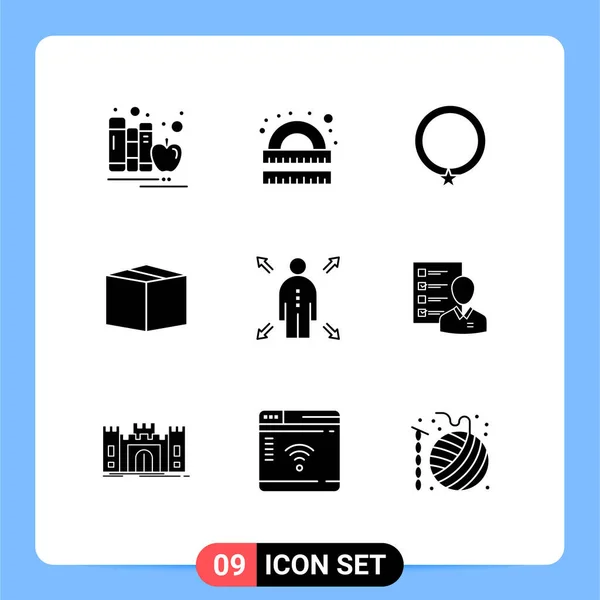 Set Modern Icons Sysymbols Signs Business Cargo Ruler Box Fashion — Vector de stock