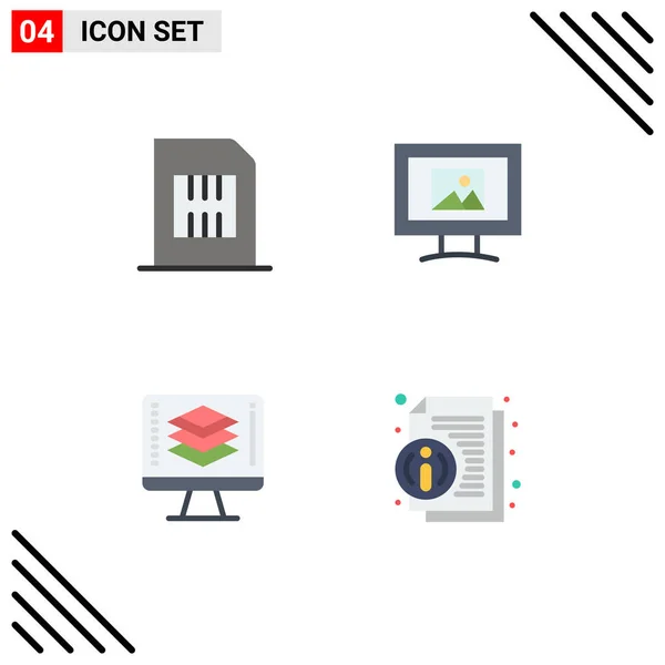 User Interface Pack Basic Flat Icons Card Code Mobile Screen — стоковый вектор