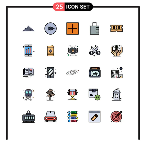 Vector Stock Icon Pack Líneas Signos Símbolos Para Memoria Seguridad — Archivo Imágenes Vectoriales