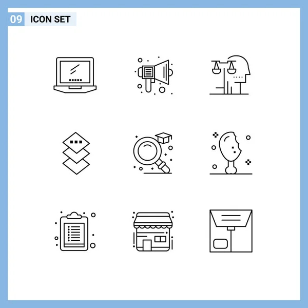 Mobile Interface Outline Set Pictograms Square Design Sound Law Human — Vector de stock