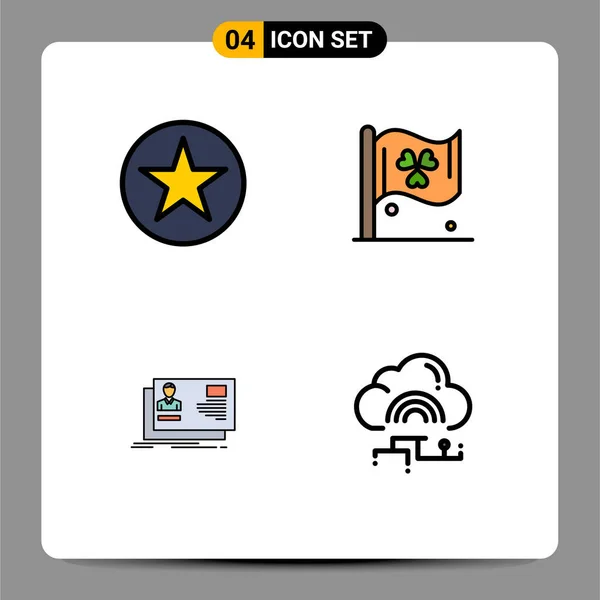 4つのモダンなUiアイコンのセットバッジ ユーザー カード編集可能なベクトルデザイン要素の記号 — ストックベクタ