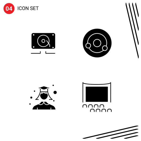 User Interface Pack Basic Solid Glyphs Music Graduation Loud Chemistry — Stock Vector