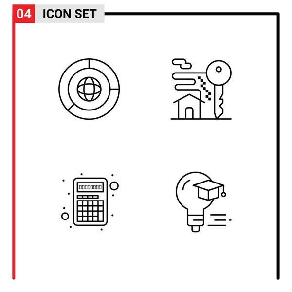 Pictogram Set Simple Filledline Flat Colors Business Calculator Marketing Room — Stock Vector