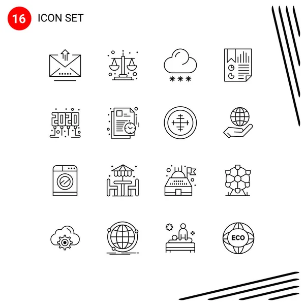 Creative Icons Modern Signs Sysymbols Celebration Page Cloud Document Bookmark — Vector de stock