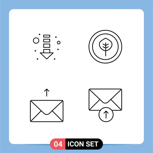 Pictogram Set Simple Filledline Lapos Színek Nyíl Mail Bio Mail — Stock Vector