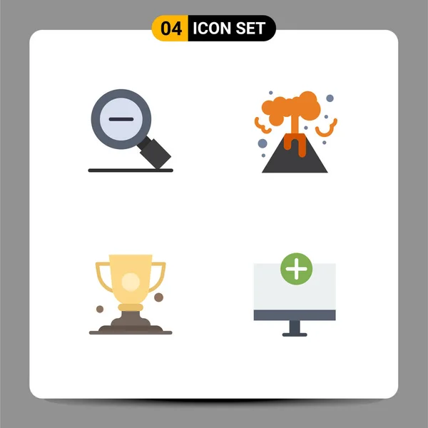 Modern Set Flat Icons Symbols Less Cup Search Less Nuclear — Stock Vector