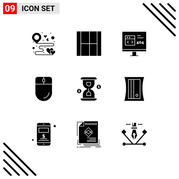 Universal Icon Symbols Group Modern Solid Glyphs Electronic Cursor Illustration - Stok Vektor