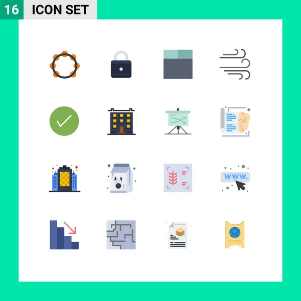 Universal Icon Symbols Group Modern Flat Colors Tick Check Grid — Stock Vector