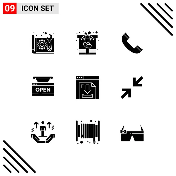 Creative Icons Modern Signs Symbols Online Store Heart Shop Telephone — Stock Vector
