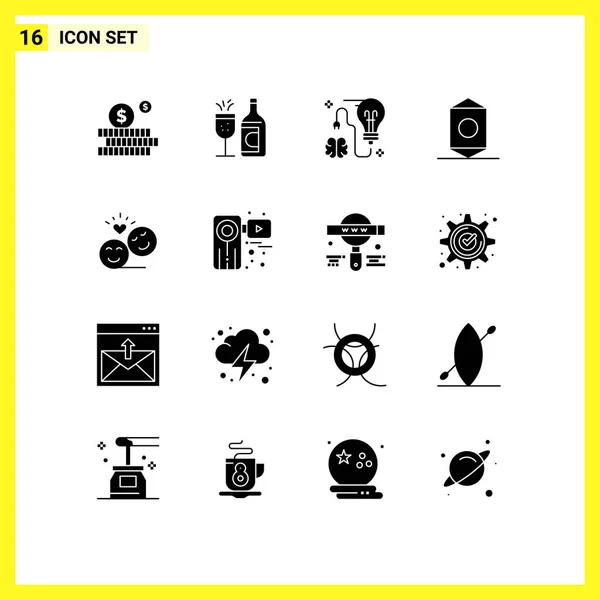 Pack Modern Solid Glyphs Jelek Szimbólumok Web Print Media Mint — Stock Vector