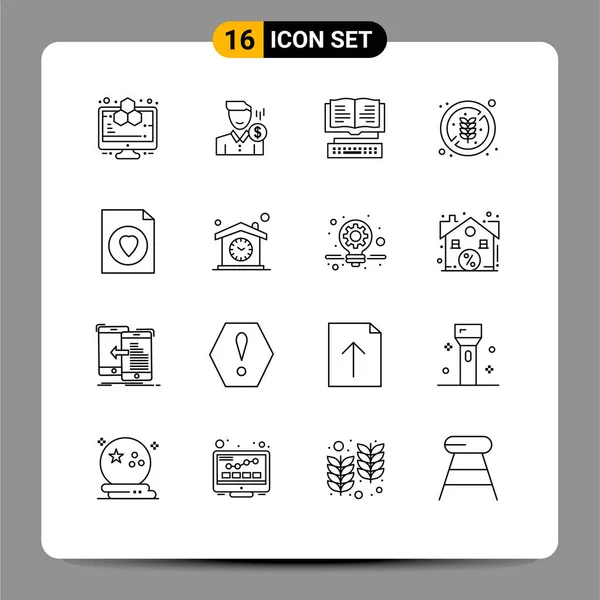 Universal Icon Symbols Group Modern Outlines Healthy Diet Payment Key — Stockvektor