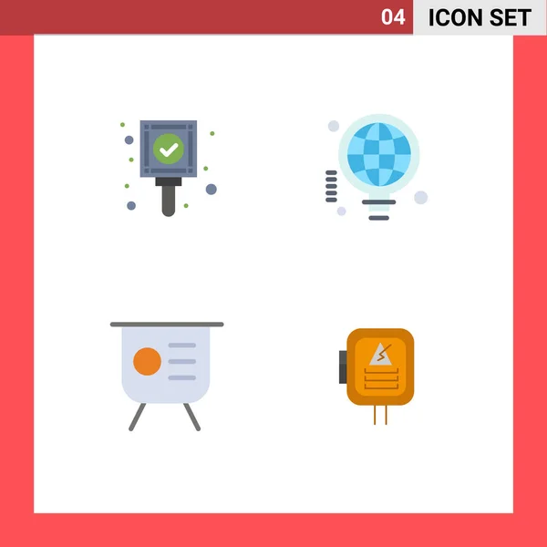 Mobile Interface Flat Icon Zestaw Piktogramów Sprawdzania Grafiki Tagów Biznesu — Wektor stockowy