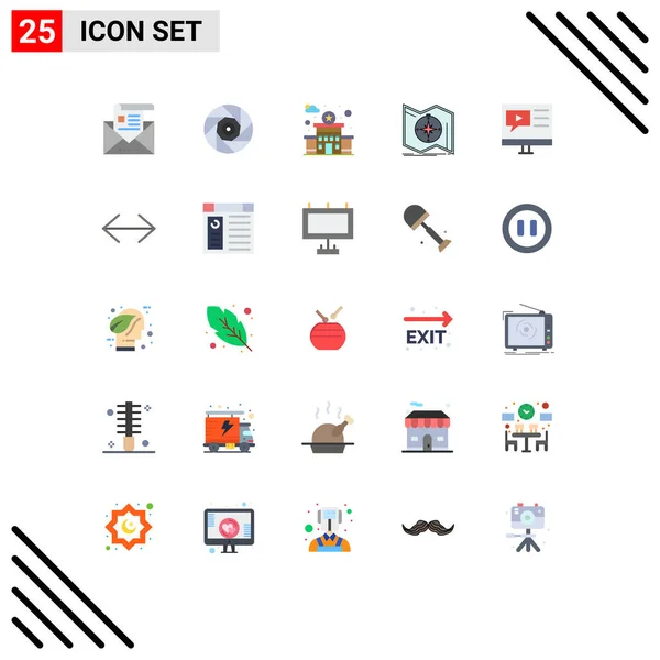 Creative Icons Modern Signs Symbols Education Navigate Shutter Map Direction — Stock Vector