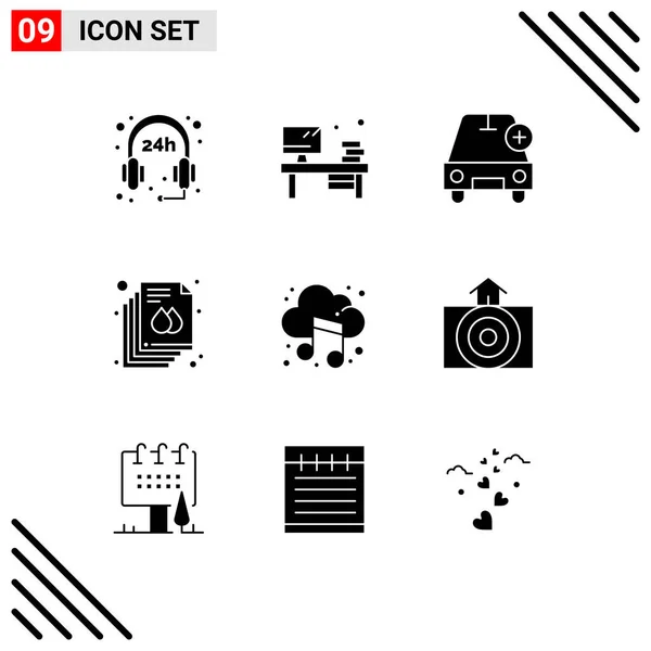 Universal Icon Symbols Group Modern Solid Glyphs Cloud Banner Car — Vetor de Stock