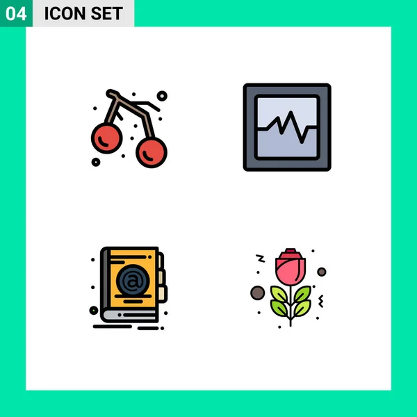 4つの創造的なFilledlineフラット食品 バラの色の色編集可能なベクトルデザイン要素のパック — ストックベクタ