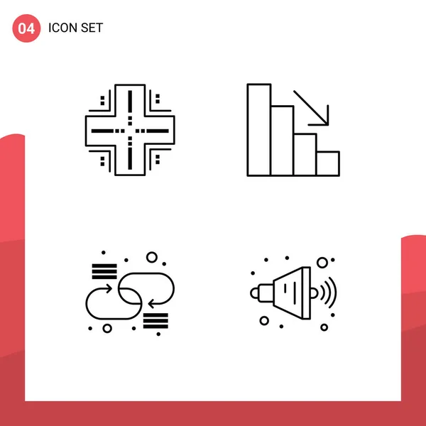 Modern Set Filledline Flat Colors Pictograph Computing Connection Mainframe Descent — Stock Vector