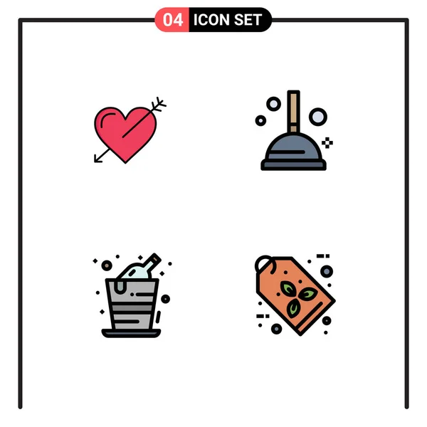 Stock Vector Icon Pack Líneas Signos Símbolos Para Corazón Cumpleaños — Archivo Imágenes Vectoriales