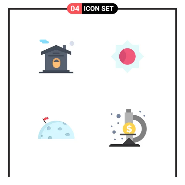 Set Modern Icons Sysymbols Signs Home Moon Real Estate Mars — Archivo Imágenes Vectoriales