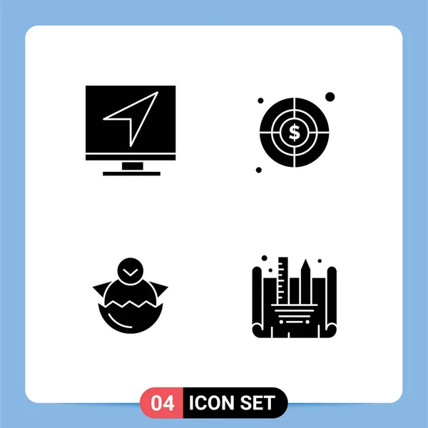 Universal Solid Glyphs Set Web Mobile Applications Communication Chicken Message — Stock Vector