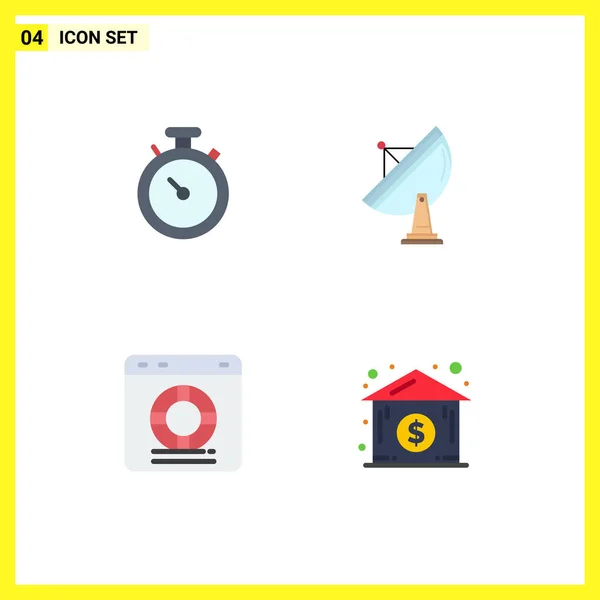 Group Flat Icons Signs Symbols Compass Help Pin Radar Online — Stock Vector