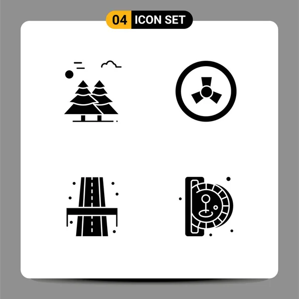松の木 原子力 編集可能なベクトルデザイン要素の4つの創造的なアイコン現代的な記号とシンボル — ストックベクタ