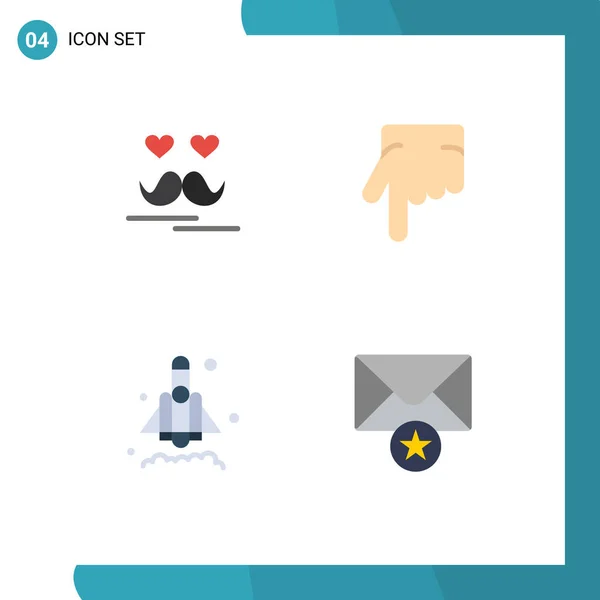 Universal Flat Icons Set Web Mobile Applications Comemorar Inicialização Bigode — Vetor de Stock