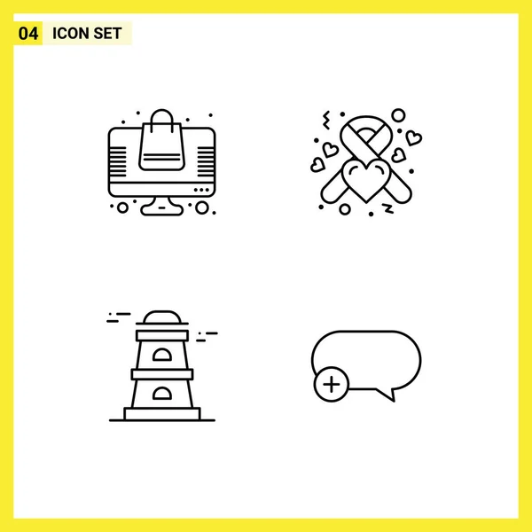 Set Von Modernen Symbolen Symbole Zeichen Für Tasche Turm Online — Stockvektor