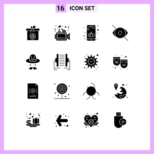 Creative Icons Modern Signs Sysymbols Cap Vision App Human Eye — Vector de stock