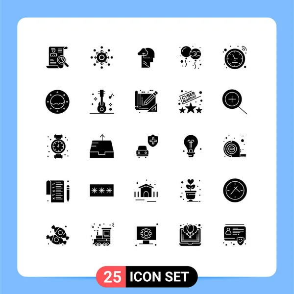 现代25套实心字形和符号 如印第亚 可编辑向量设计元素 — 图库矢量图片