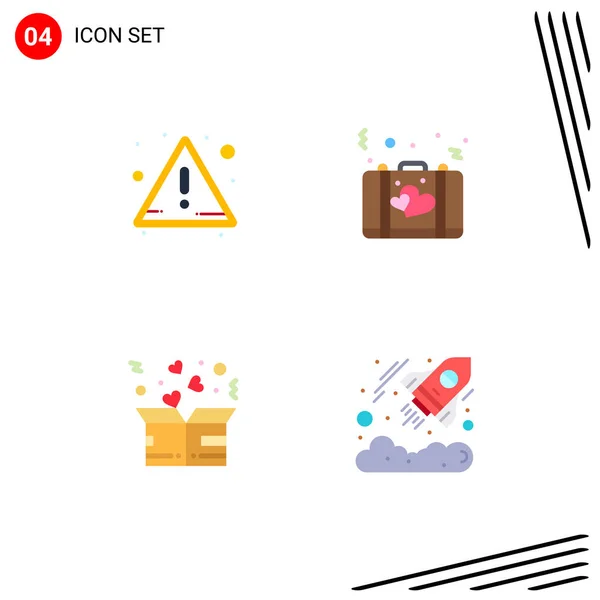 Set Modern Icons Sysymbols Signs Alert Donation Bag Romance Heart — Vector de stock