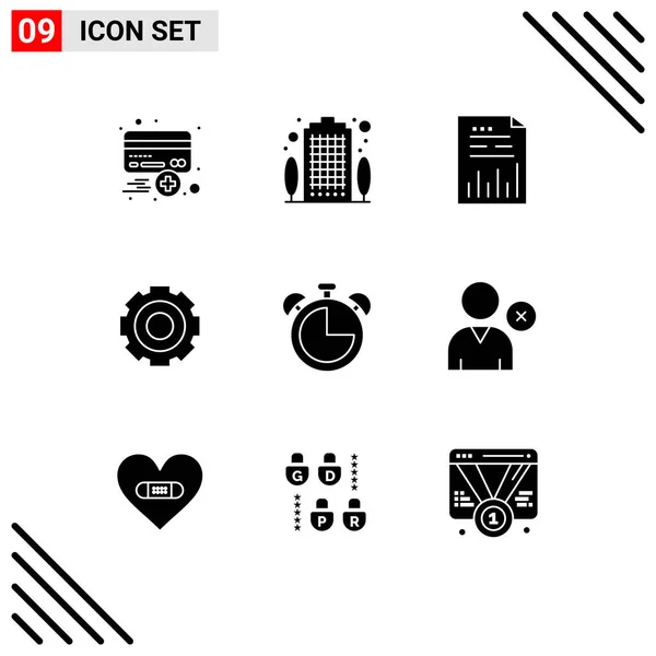 Set Commercial Solid Glyphs Pack Setting General Property Basic File — Vector de stock