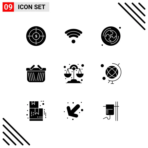 Thematic Vector Solid Glyphs Editable Symbols Science Chemistry Shopping Cart — Vettoriale Stock