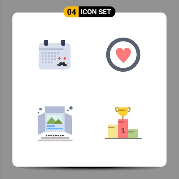 User Interface Pack Basic Flat Icons Calender Advertisement Fathers Day — Stock Vector