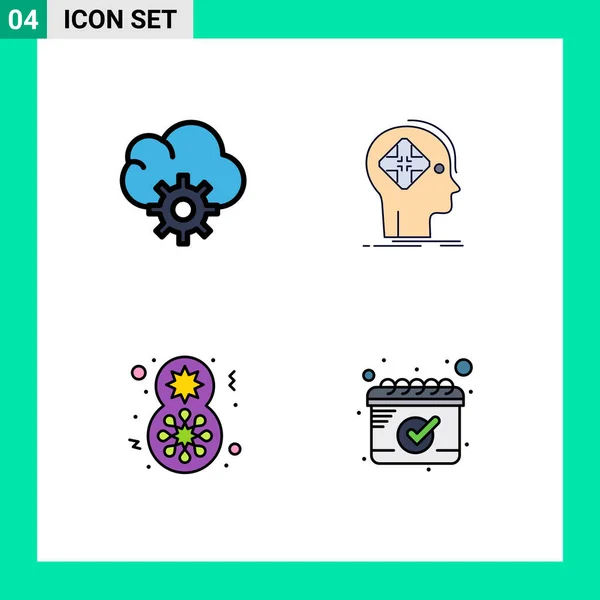 Stock Vector Icon Pack Líneas Símbolos Para Nubes Flores Avanzadas — Archivo Imágenes Vectoriales