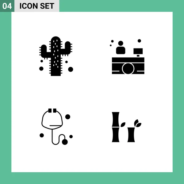 Creative Icons Modern Signs Sysymbols Cactus Bamboo Hospital Reception Check — Vector de stock