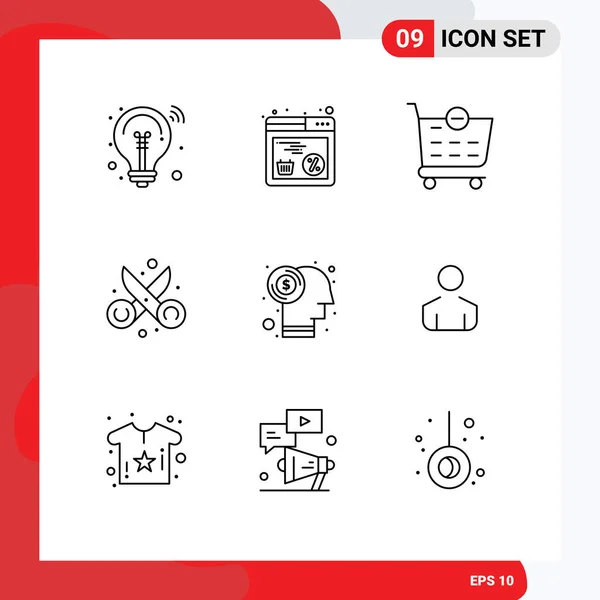 Universal Icon Symbols Group Modern Outlines Currency Art Checkout Scissor - Stok Vektor