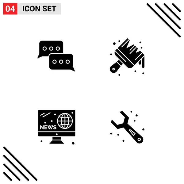 一组4个现代Ui图标用于泡泡 业余爱好 新闻编辑向量设计元素的符号 — 图库矢量图片