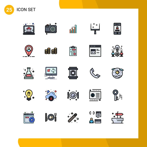 2014 Mobile Interface Filled Line Flat Color Set Pictograms Sweep — 스톡 벡터