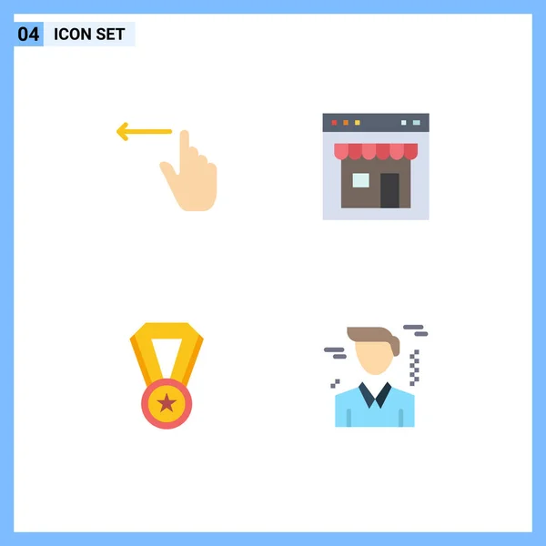 Flat Icon Concept Websites Mobile Apps Finger Achievement Left Online — Stock Vector