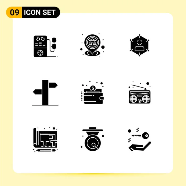 Universal Icon Symbols Group Modern Solid Glyphen Direction Address Connection — Stockvektor