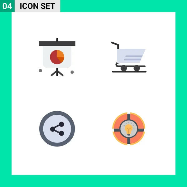 Benutzeroberfläche Pack Mit Einfachen Flachen Symbolen Für Unternehmen Kuchen Einkaufswagen — Stockvektor