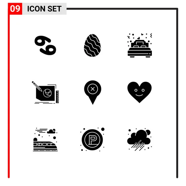 Stock Vector Icon Pack Line Signs Symbols Text Frame Bed — 스톡 벡터