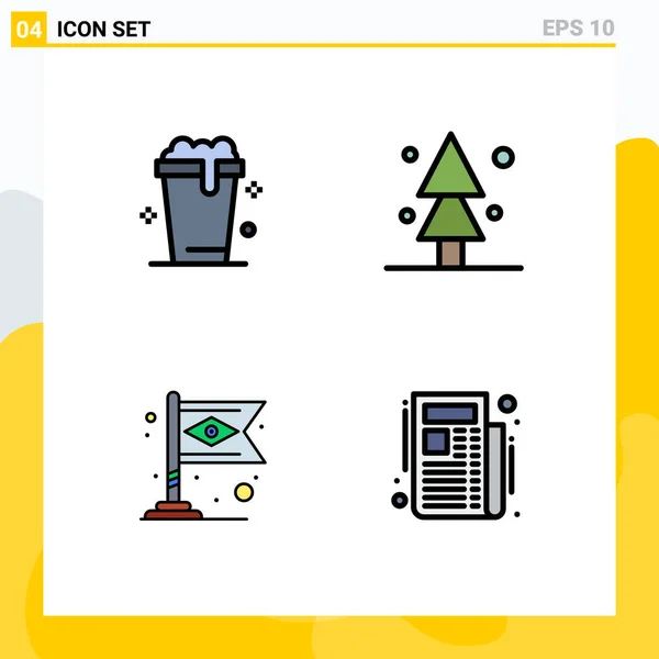 Set Modern Icons Sysymbols Signs Glass Brazil Cleaning Spruce Flag — Archivo Imágenes Vectoriales