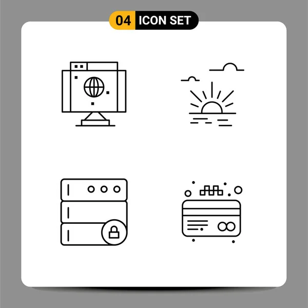 Stock Vector Icon Pack Líneas Símbolos Para Ordenador Cerradura Tecnología — Archivo Imágenes Vectoriales