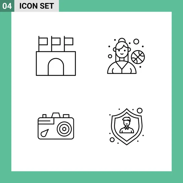 Stock Vector Icon Pack Line Signs Symbols Arena Education Sports — Stock Vector