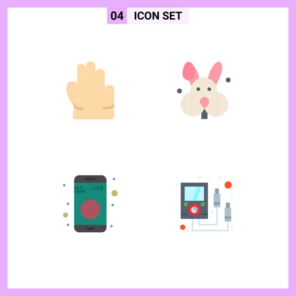 Mobile Interface Flat Icon Set Pictograms Grab Ammeter Easter Data — Stock Vector