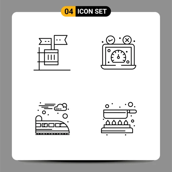 用于投票 仪表板 郊区可编辑向量设计元素的一组4个向量从动线平板着色 — 图库矢量图片