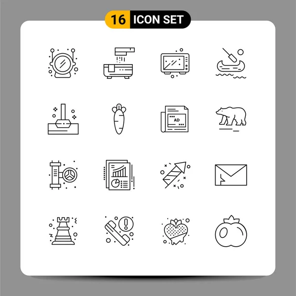 Stock Vector Icon Pack Line Signs Symbols Bathroom Mop Cooking — стоковый вектор