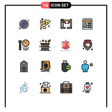 Web ve Mobil Uygulamalar için 16 Evrensel Düz Renk Satırları Ayarlandı, resim, erişim, ui, belge Düzenlenebilir Yaratıcı Vektör Tasarım Elemanları